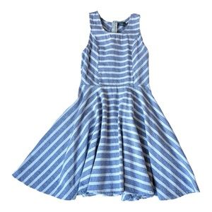 Costa Blanca Blue and White Striped Dress 100% Cotton Womens Size Large